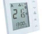 Raumthermostat mit automatischem Geschwindigkeitsschalter (FC600) Wochenprogramm Für 2-Rohr- und 4-Rohr-Anwendungen Halbunterputzmontage in der Anschlussdose Beleuchtetes LCD-Display, interner Speicher Erweiterbar auf GMS-Gateway und Ganzhaus-Heizungssteuerung